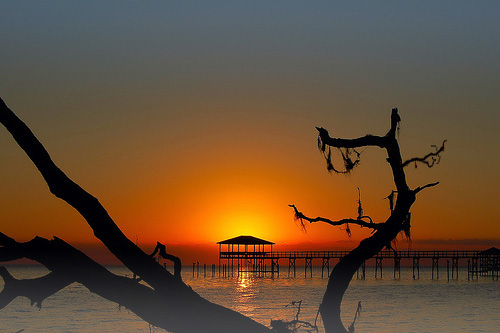 Sunset over lake